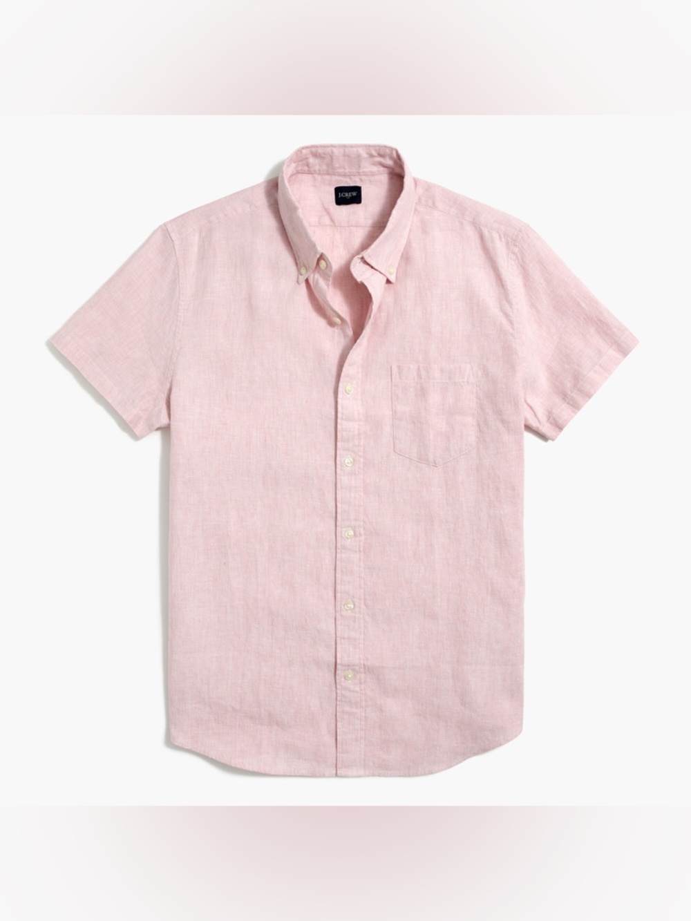 J. Crew Short-Sleeve Button-Down Shirt in Light Pink